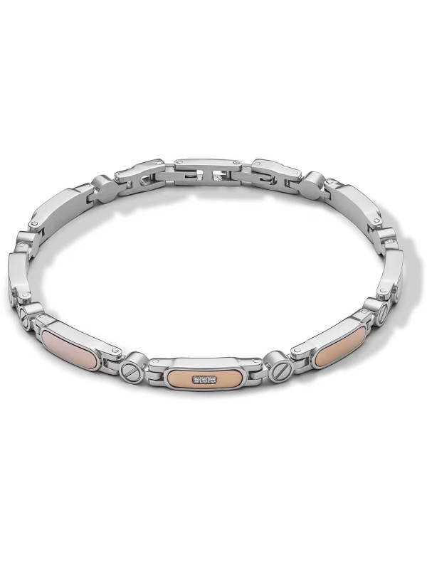 copy of copy of copy of copy of copy of Bracciale Uomo Comete UBR1284 in acciaio pvd nero e rosè e diamanti bianchi