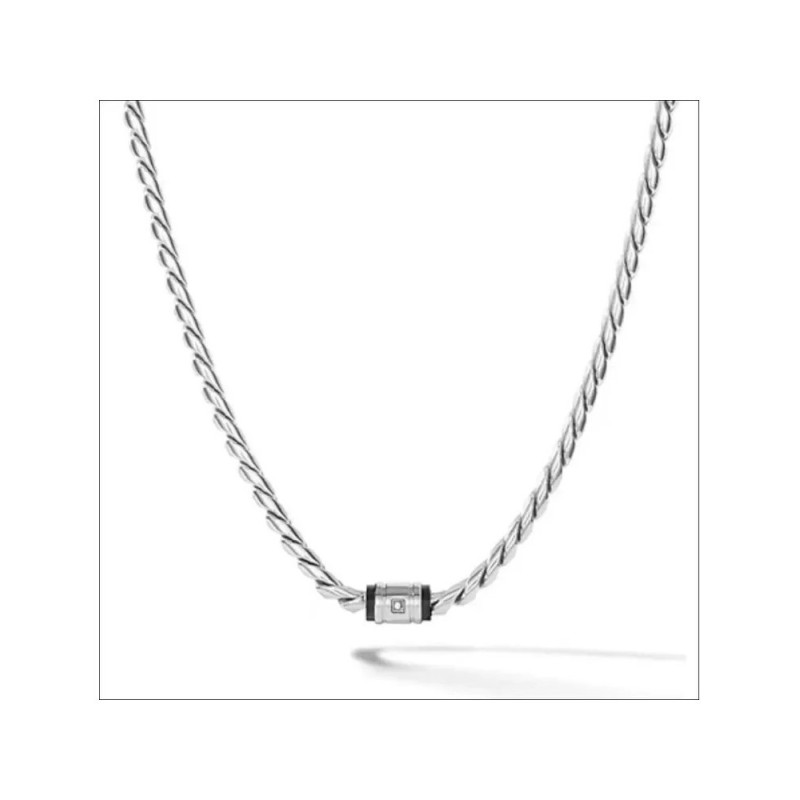 Collana Uomo Comete UGL774 Acciaio PVD Nero con Diamante