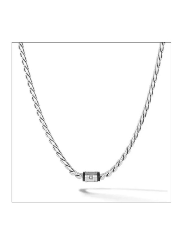 Collana Uomo Comete UGL774 Acciaio PVD Nero con Diamante