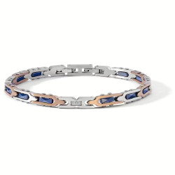 Bracciale Uomo Comete UBR1287 Acciaio Silver Blu Diamanti