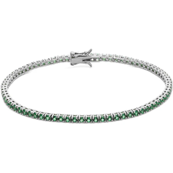 Bracciale Tennis Uomo Comete UBR996M19 Argento Silver Pietre Verdi 2 mm