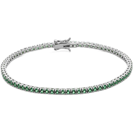 Bracciale Tennis Uomo Comete UBR996M19 Argento Silver Pietre Verdi 2 mm