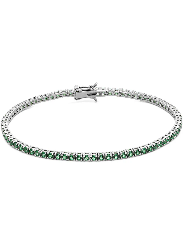 Bracciale Tennis Uomo Comete UBR996M19 Argento Silver Pietre Verdi 2 mm