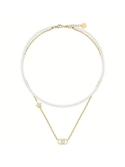 Collana Donna Liujo LJ3164 in Acciaio Oro e Perle