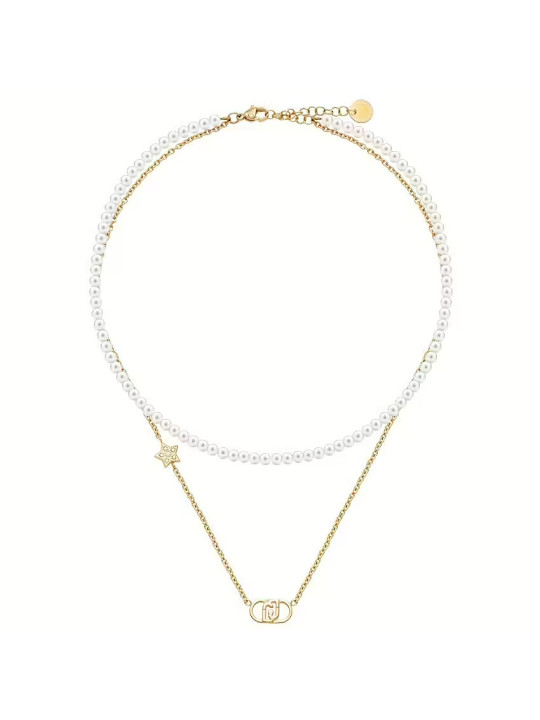 Collana Donna Liujo LJ3164 in Acciaio Oro e Perle