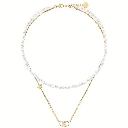 Collana Donna Liujo LJ3164 in Acciaio Oro e Perle