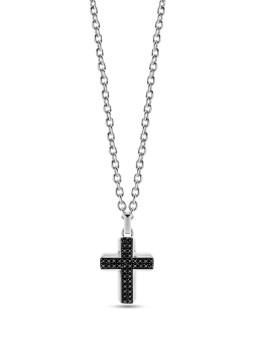 Collana Uomo Liu Jo Acciaio Croce Zirconi Neri 55-60 cm