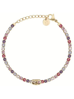 Bracciale Donna Liu Jo LJ3222 Tennis Acciaio Oro Cristalli Multicolor