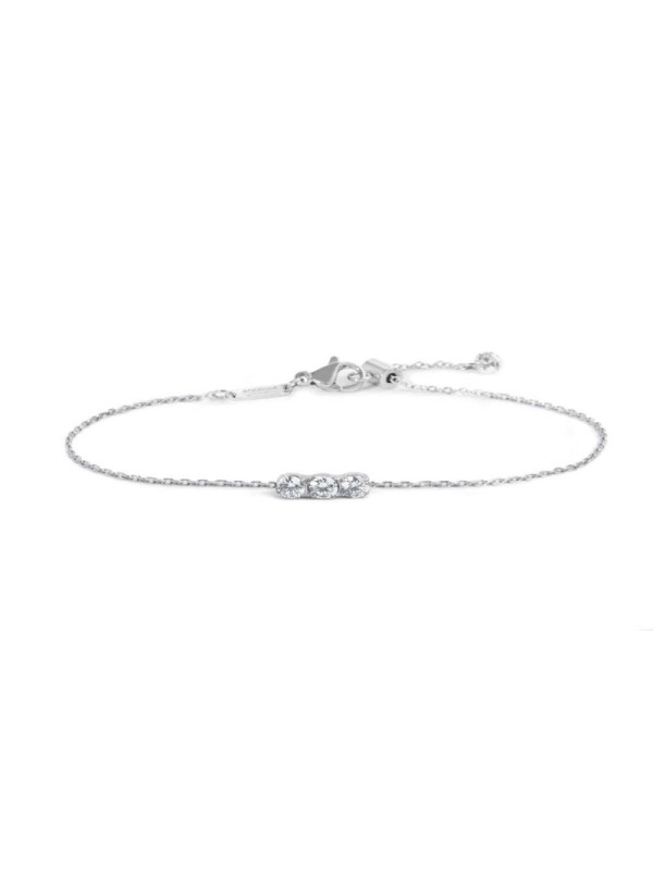 Bracciale Donna Marlù 31BR0015-W catena cutting cross con tre zirconi 3,5mm centrali