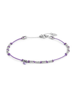 Cavigliera Donna Marlù 20CV097-L Cordino Lilla Acciaio e Zirconia