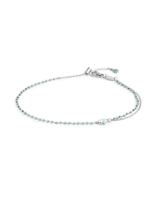 Cavigliera Marlù Donna Acciaio Silver o Oro con Myuki e Turchesi Regolabile