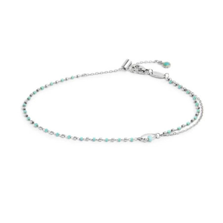 Cavigliera Marlù Donna Acciaio Silver o Oro con Myuki e Turchesi Regolabile