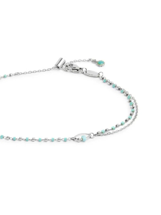 Cavigliera Marlù Donna Acciaio Silver o Oro con Myuki e Turchesi Regolabile