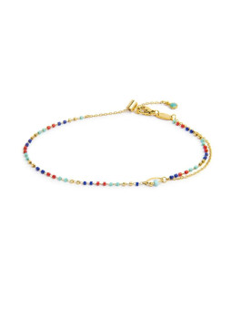 Cavigliera Marlù 20CV099G-T Donna Acciaio Oro con Myuki Turchese
