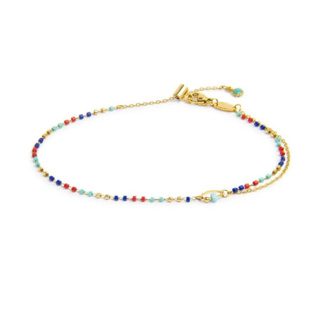 Cavigliera Marlù 20CV099G-T Donna Acciaio Oro con Myuki Turchese