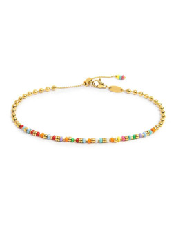 Cavigliera Marlù 20CV101G-RGB Donna Acciaio Oro con Sfere e Perline Colorate