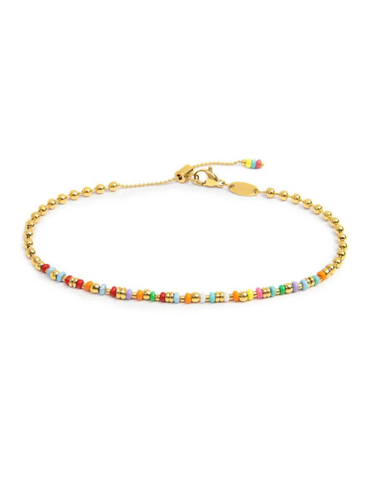 Cavigliera Marlù 20CV101G-RGB Donna Acciaio Oro con Sfere e Perline Colorate