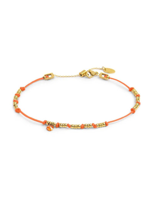 Cavigliera Marlù 20CV097G-H Donna Cordino Arancione Acciaio Oro con Zircone