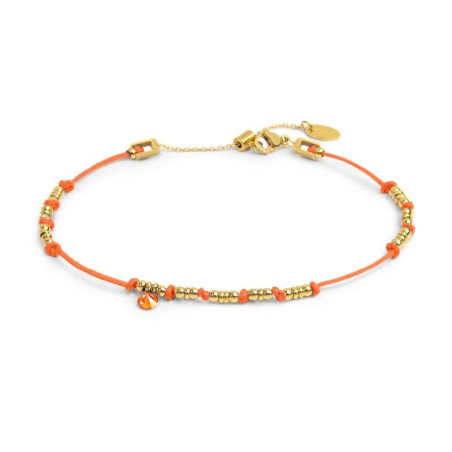 Cavigliera Marlù 20CV097G-H Donna Cordino Arancione Acciaio Oro con Zircone