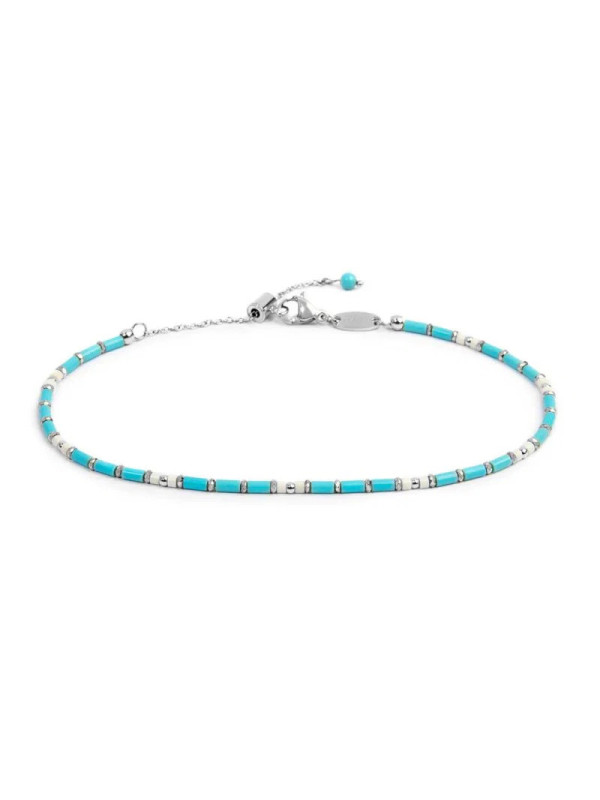 Cavigliera Marlù 20CV103-T Donna Acciaio con Perline Turchesi e Miyuki