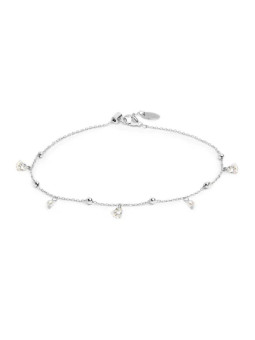 Cavigliera Donna Marlù 20CV107-W Acciaio con Zirconi e Cuori Bianchi