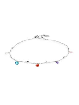 Cavigliera Donna Marlù 20CV108-RGB Zirconi Baguette e Cuori Colorati