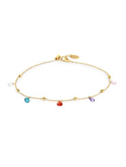 Cavigliera Donna Marlù 20CV108G-RGB Acciaio Oro Zirconi Baguette Cuori Colorati