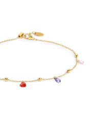 Cavigliera Donna Marlù 20CV108G-RGB Acciaio Oro Zirconi Baguette Cuori Colorati