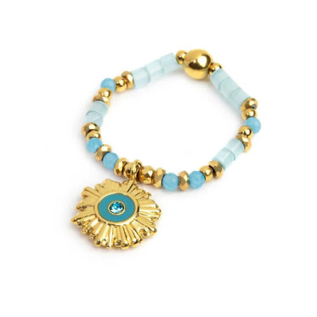 Anello Marlù Elastico Sole Oro Turchese 18AN122GT-S Taglia 10 Donna