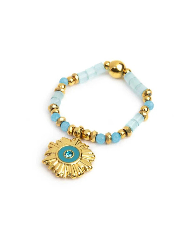 Anello Marlù Elastico Sole Oro Turchese 18AN122GT-S Taglia 10 Donna
