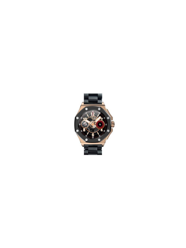 Orologio Smartwatch Uomo PE002H Octagon in Acciaio Nero Cassa Oro Rosa