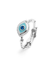 Anello Marlù Occhio Cristallo Blu 18AN123-T Taglia 12 Regolabile Donna
