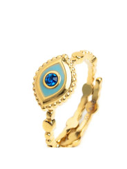 Anello Marlù Occhio Cristallo Blu 18AN123G-T Taglia 12 Regolabile