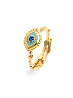 Anello Marlù Occhio Cristallo Blu 18AN123G-T Taglia 12 Regolabile
