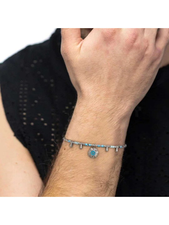 Bracciale Marlù Sole Turchese Acciaio 18BR221-T Regolabile Donna