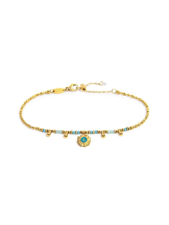 Bracciale Marlù Sole Turchese Oro Acciaio 18BR221G-T Regolabile