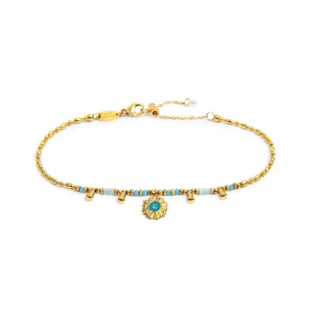 Bracciale Marlù Sole Turchese Oro Acciaio 18BR221G-T Regolabile