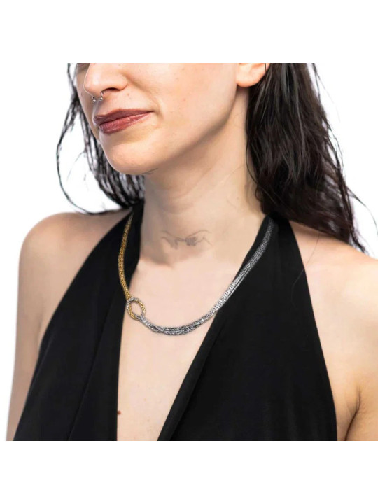 Collana Donna Marlù 25CN0003GS con nodo catena snake quadrata ritorta