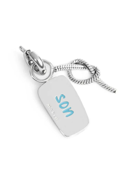 Ciondolo Marlù Figlio Nodo 25CH0018 Acciaio Silver Azzurro Charm