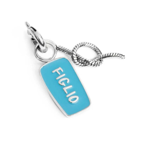 Ciondolo Marlù Figlio Nodo 25CH0018 Acciaio Silver Azzurro Charm