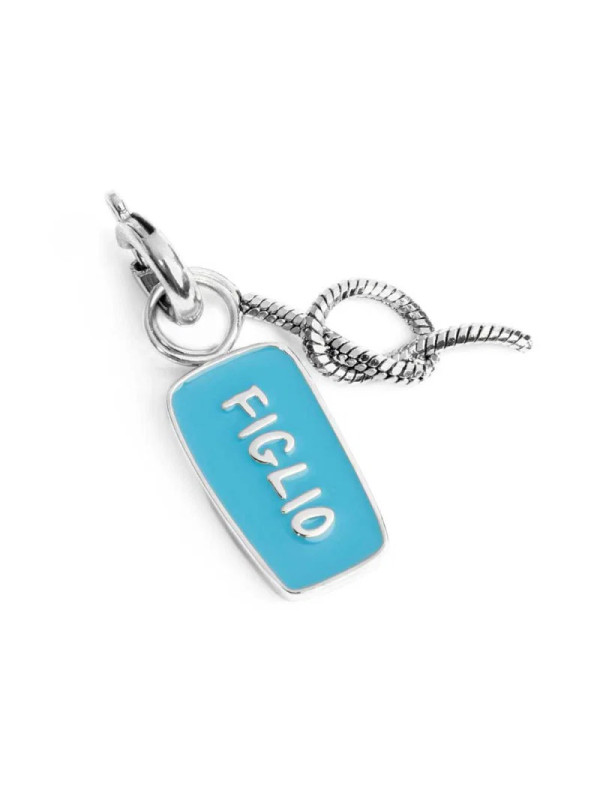 Ciondolo Marlù Figlio Nodo 25CH0018 Acciaio Silver Azzurro Charm