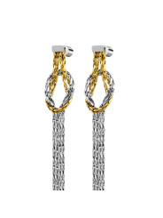 Orecchini Donna Marlù 25OR0001GS  pendenti con nodo catena snake quadrata ritorta Acciaio Oro e Silver