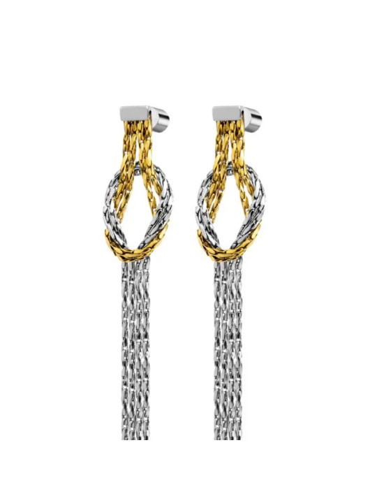 Orecchini Donna Marlù 25OR0001GS  pendenti con nodo catena snake quadrata ritorta Acciaio Oro e Silver