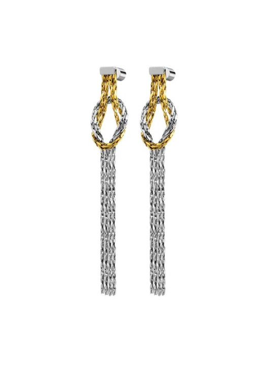 Orecchini Donna Marlù 25OR0001GS  pendenti con nodo catena snake quadrata ritorta Acciaio Oro e Silver