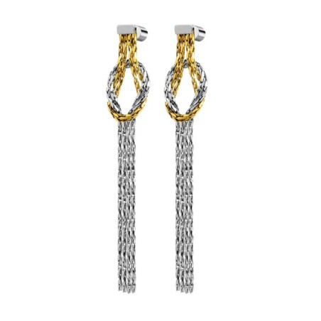 Orecchini Donna Marlù 25OR0001GS  pendenti con nodo catena snake quadrata ritorta Acciaio Oro e Silver