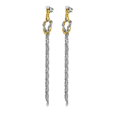 copy of Orecchini Donna Marlù 25OR0001GS  pendenti con nodo catena snake quadrata ritorta Acciaio Oro e Silver