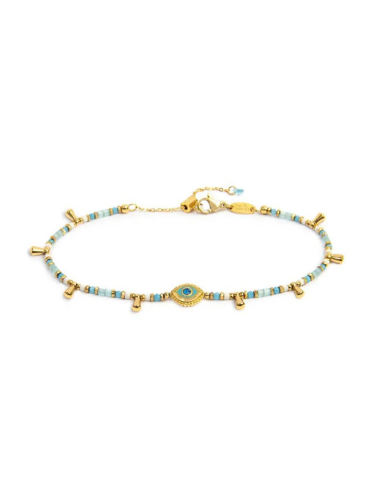 Bracciale Marlù Occhio Cristallo Blu Oro 18BR222G-T Regolabile