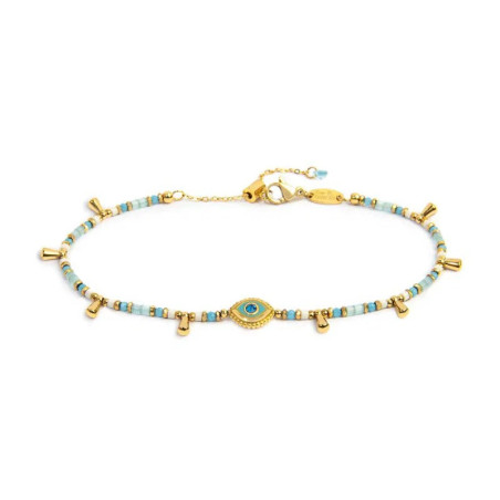 Bracciale Marlù Occhio Cristallo Blu Oro 18BR222G-T Regolabile