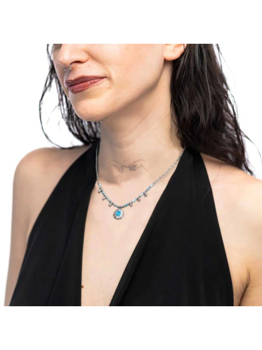 Collana Donna Marlù 18CN128-T catena chicco di riso con sole pendente Silver