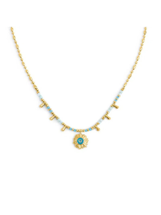 Collana Marlù Sole Turchese Oro 18CN128G-T Chicco di Riso